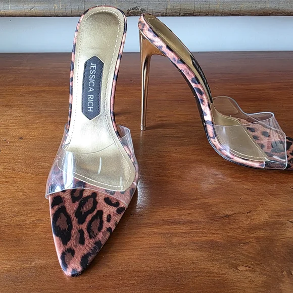 Jessica Rich Racy Mule Leopard Heels NWT - Picture 5 of 5